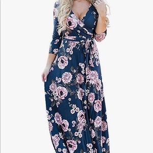 Long floral wrap dress size small *3/$15*
